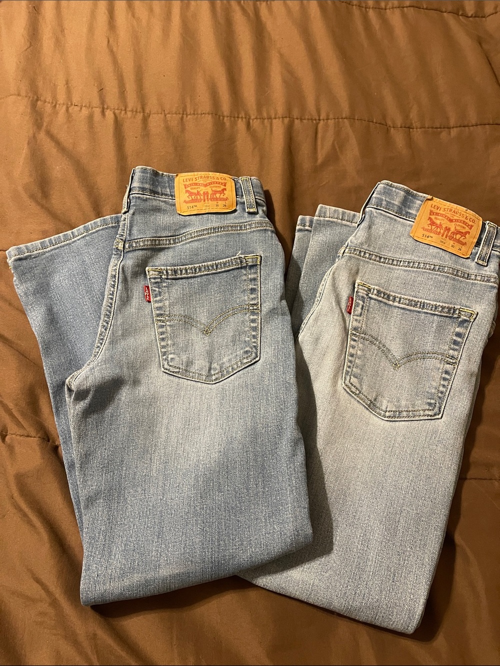 Levi's Boys size 10H, W30, L26, 514, Light Blue Double Pack Denim Jeans